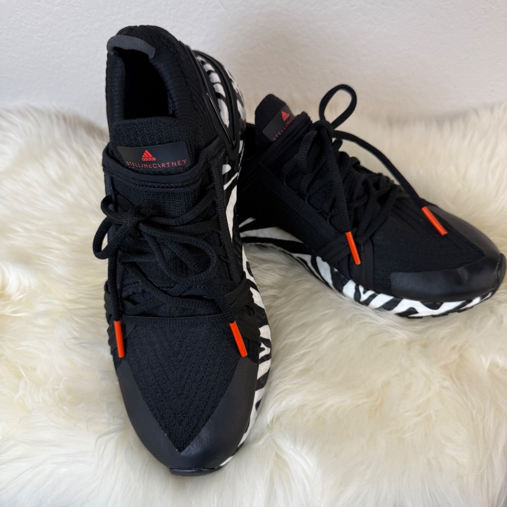 Stella McCartney X Adidas Ultraboost Sneakers Black w/ Zebra Soles Size 9.5 NWOT